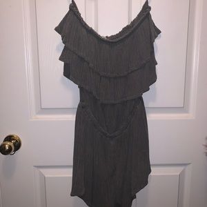 Laju Los Angeles Grey Crinkled Strapless Romper